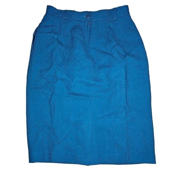 Vintage 60s Paul Stanley Pencil Skirt Womens M Wool Teal Blue Green Wiggle - Picture 3 of 7